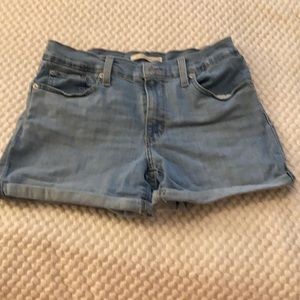 Mid length jean shorts
